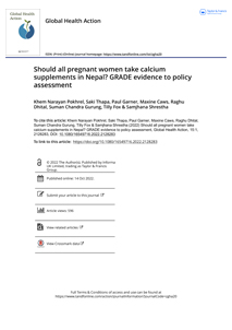 Should all pregnant women take calcium supplements in Nepal? GRADE evidence to policy assessment
