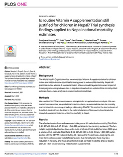 Is routine Vitamin A supplementation still justified for children in Nepal? Trial synthesis findings applied to Nepal national mortality estimates
